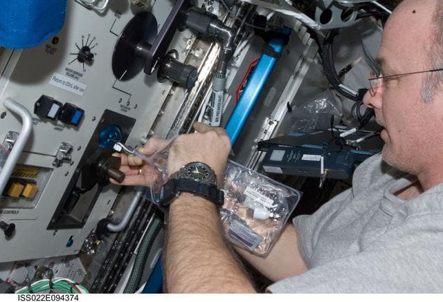 NASA image: Williams conducts SWAB Sampling during Expedition 22