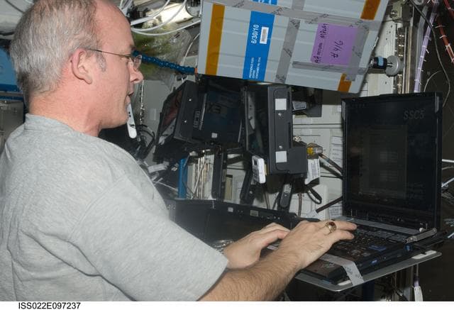 NASA image: Williams performs self reaction test in the U.S. Laboratory during Expedition 22