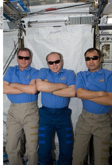 NASA image: Creamer, Kotov and Noguchi in Kibo