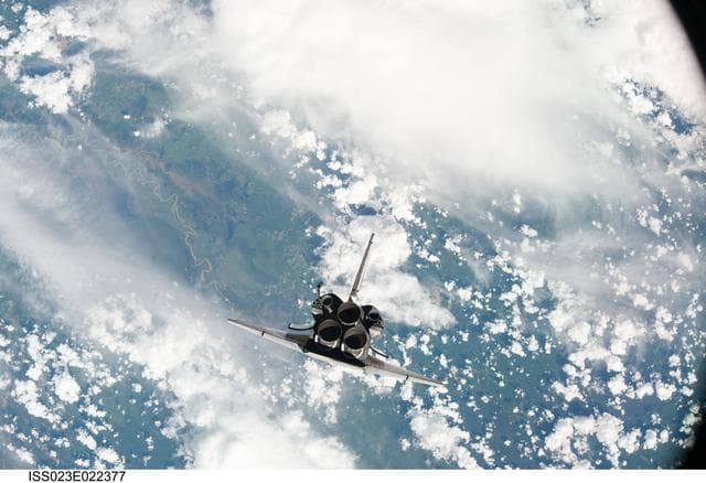 NASA image: Discovery on Approach to ISS during the STS-131 Mission