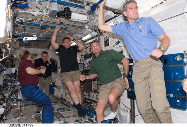 NASA image: Crewmembers in Kibo following Hatch Opening