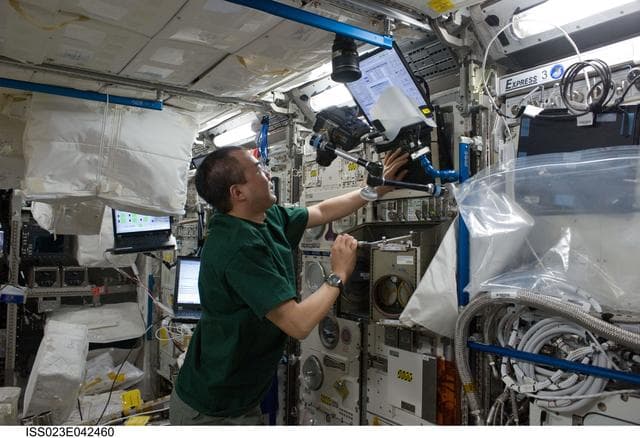 NASA image: Noguchi conducts BioLab WAICO-2 Experiment