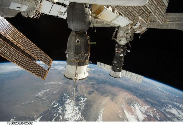 NASA image: Docked Soyuz TMA-17/21S and Progress 37P Spacecraft