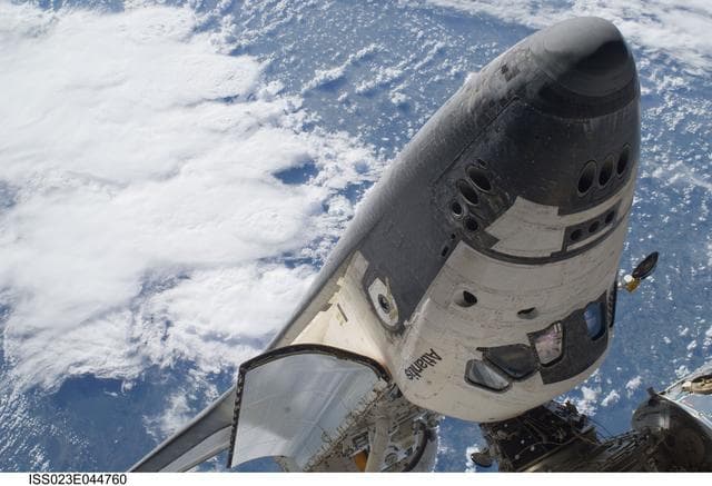 NASA image: View of the docked Atlantis during EVA 1