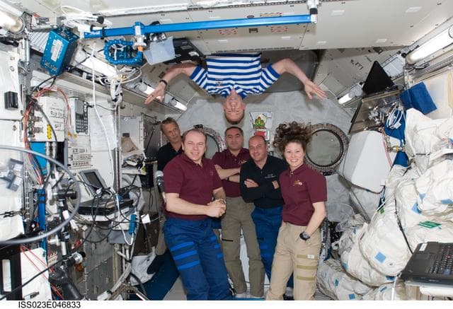 NASA image: Crewmembers in Kibo
