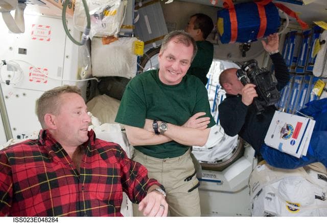 NASA image: Ham, Creamer, Noguchi and Reisman in Node 1