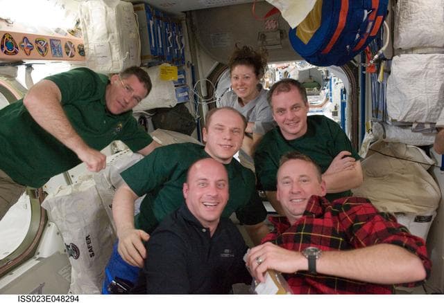 NASA image: Crewmembers in Node 1