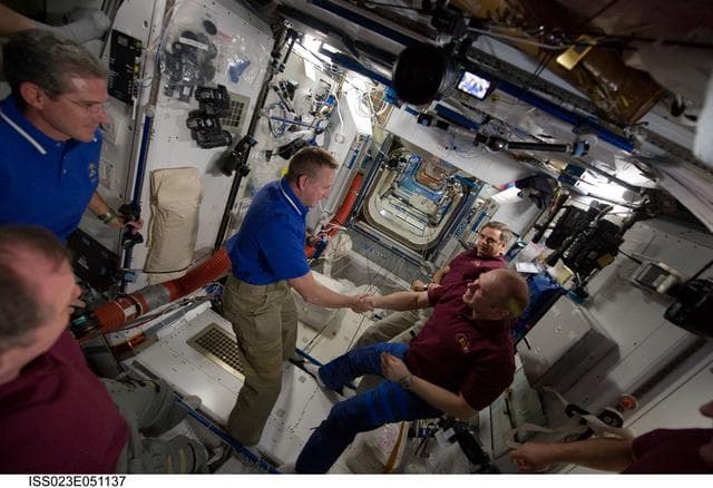 NASA image: STS-132 and Expedition 23 Crews Bid Farewell