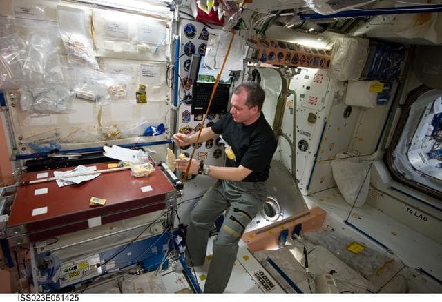 NASA image: Creamer prepares a Meal in Node 1