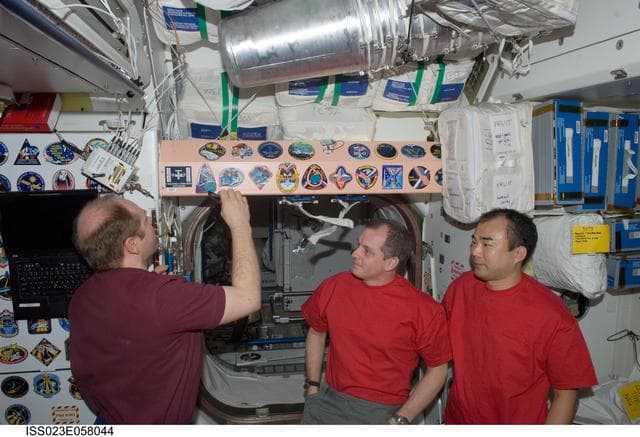 NASA image: Kotov Places Mission Patch in Node 1