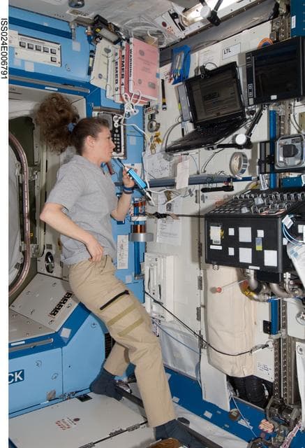 NASA image: FE Caldwell Dyson during a Crew Conference