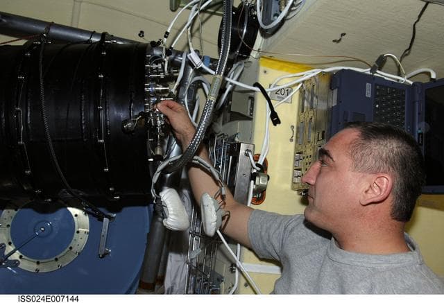 NASA image: Plasma Crystal-3 Plus experiment Chamber Leak Check