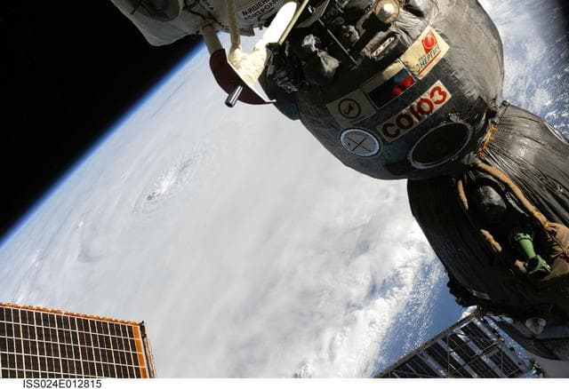 NASA image: Hurricane Earl and Soyuz Spacecraft
