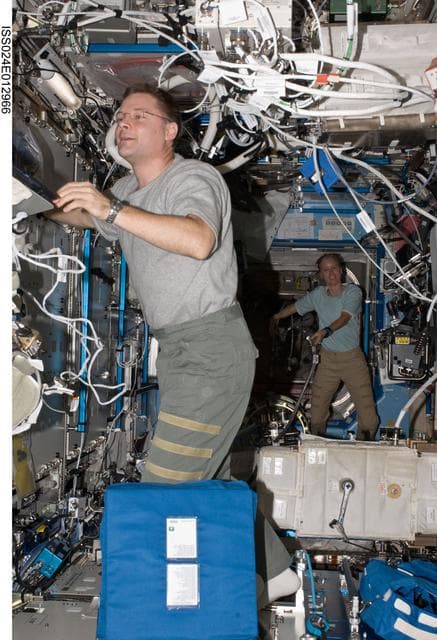 NASA image: View of FE Wheelock and FE Walker working in the US Lab