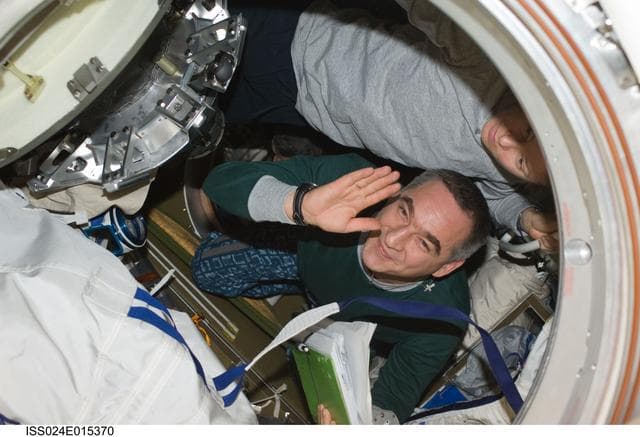 NASA image: View of Expedition 24 Crew Members preparing for Soyuz Undocking