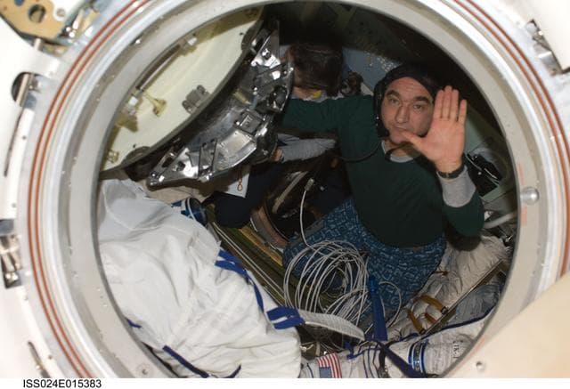 NASA image: View of Expedition 24 Crew Members preparing for Soyuz Undocking