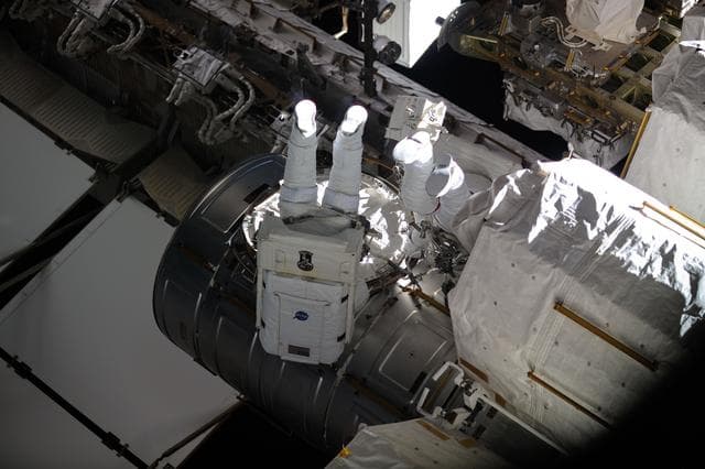 NASA image: View of FE Wheelock and Caldwell-Dyson during EVA-17