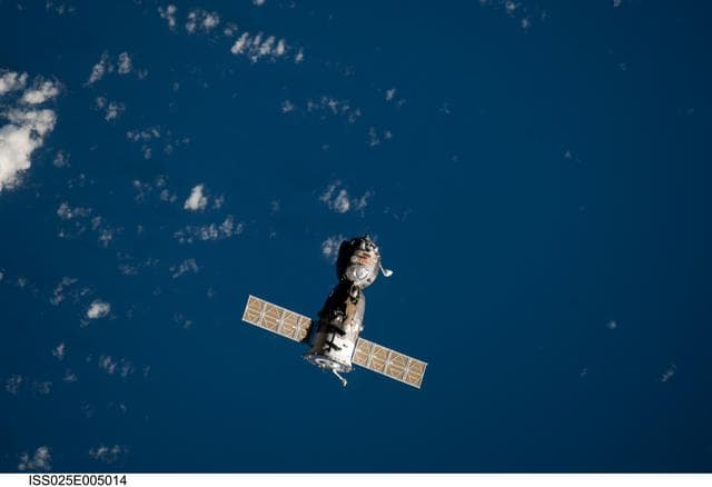 NASA image: Soyuz TMA-18 spacecraft departs the ISS