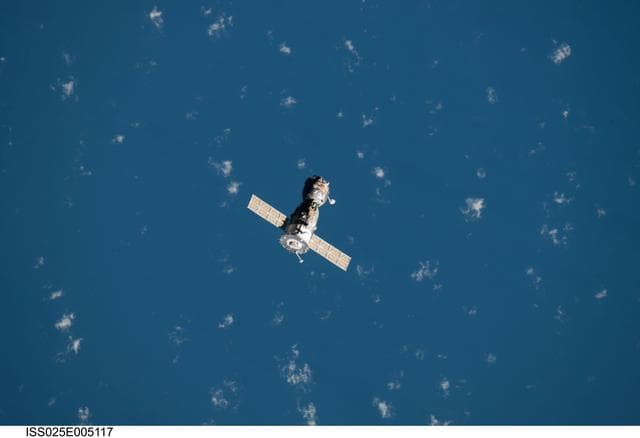NASA image: Soyuz TMA-18 spacecraft departs the ISS