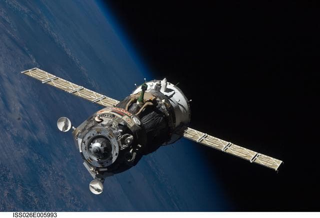 NASA image: Soyuz TMA-19 Spacecraft departing the ISS
