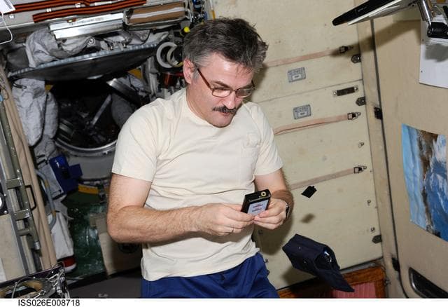 NASA image: Kaleri sets up Russian MBI-12 Payload in the SM