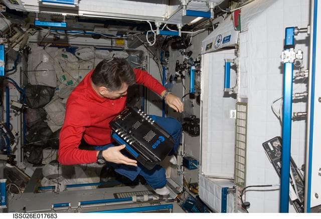 NASA image: Nespoli works with ERB2 Hardware