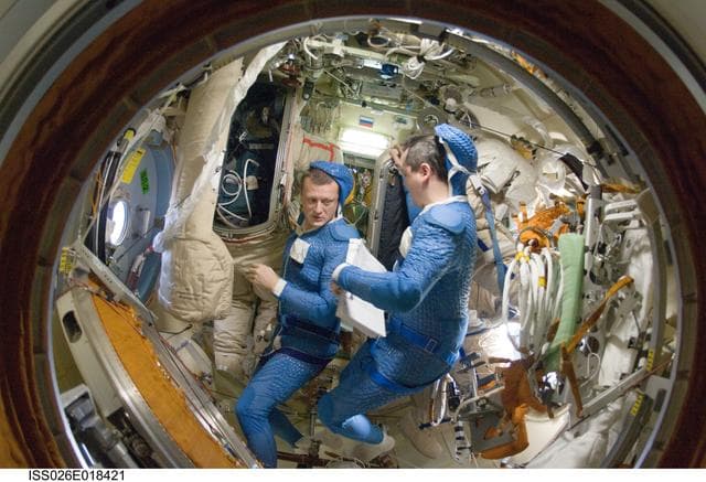 NASA image: Kondratyev and Skripochka in the Pirs DC1