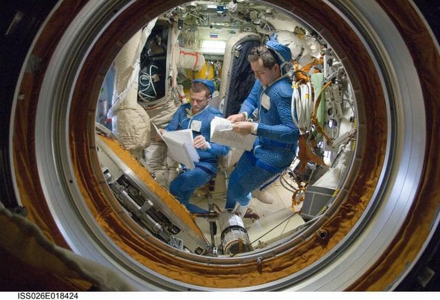 NASA image: Kondratyev and Skripochka in the Pirs DC1