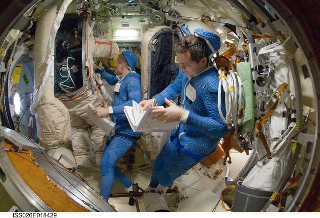 NASA image: Kondratyev and Skripochka in the Pirs DC1