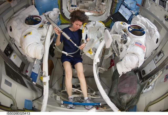 NASA image: Coleman works with EMU in the A/L