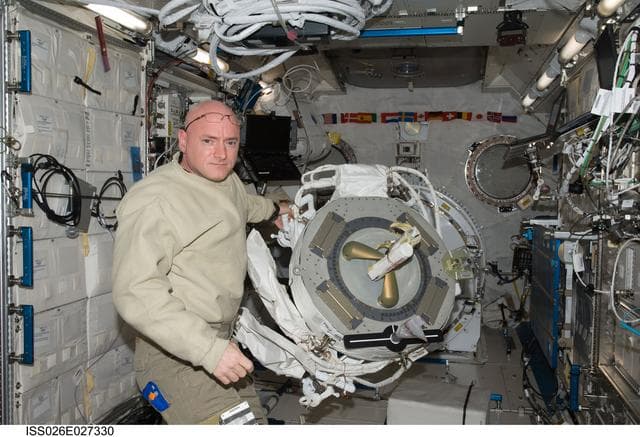 NASA image: Kelly with PDGF in the Columbus Module
