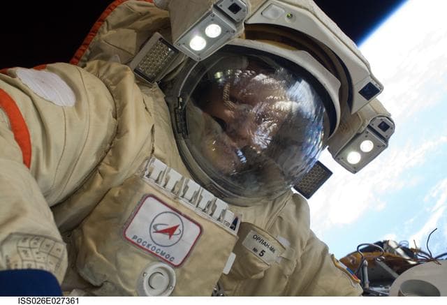 NASA image: Kondratyev during EVA 28