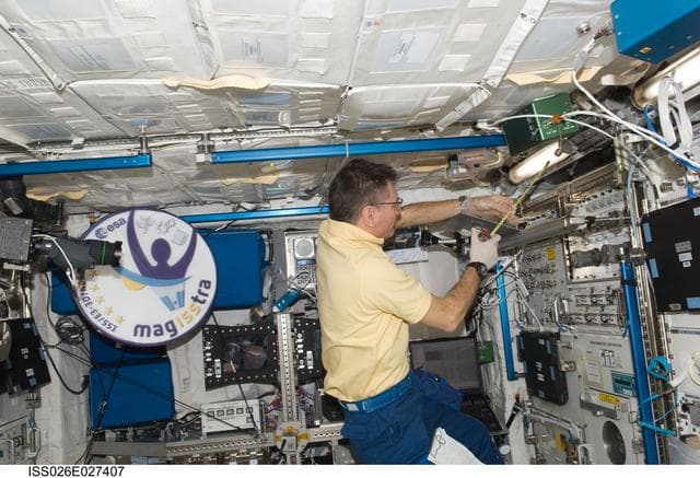 NASA image: Nespoli at the HRF 2 Rack in the Columbus Module