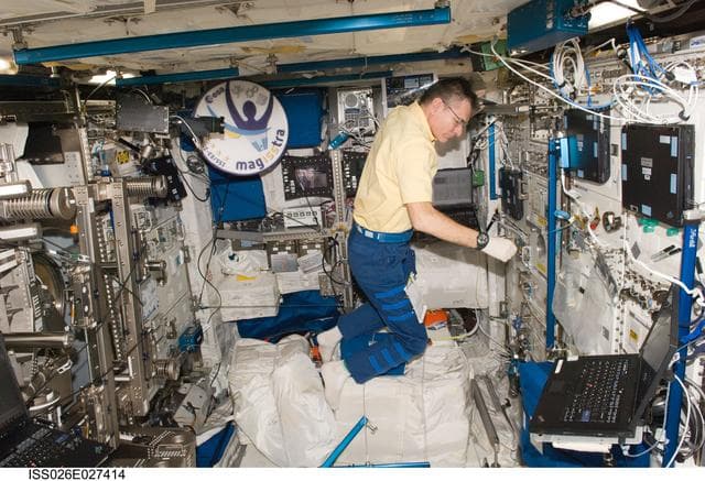 NASA image: Nespoli at the HRF 2 Rack in the Columbus Module