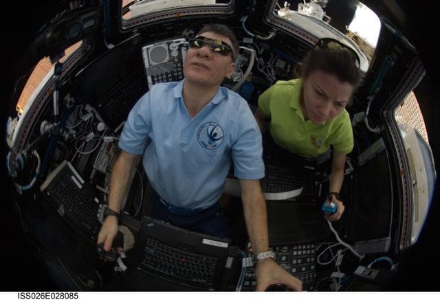 NASA image: Nespoli and Coleman in the Cupola Module