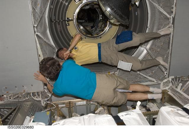NASA image: Nespoli and Kaleri work in the ATV 2