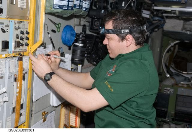 NASA image: Skripochka works in the SM during Expedition 26