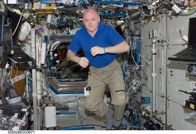 NASA image: Kelly poses in the U.S. Laboratory