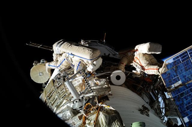 NASA image: Skripochka and Kondratyev during EVA