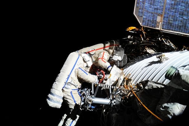 NASA image: Skripochka and Kondratyev during EVA