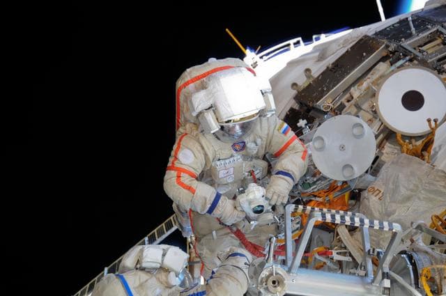 NASA image: Kondratyev during EVA