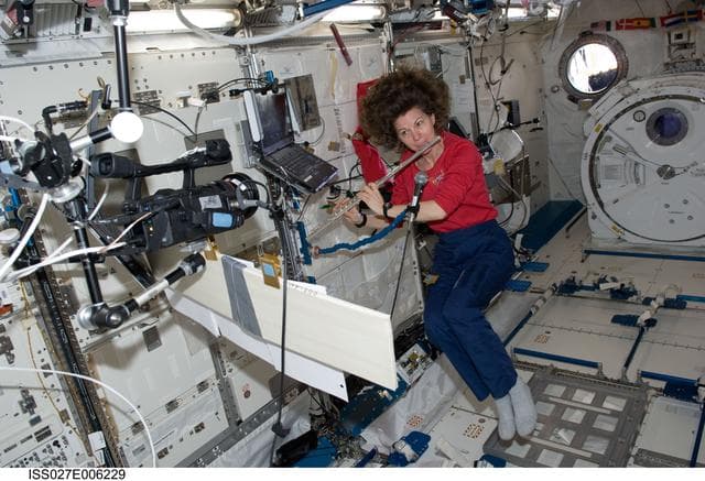 NASA image: Coleman Plays a Flute in Kibo