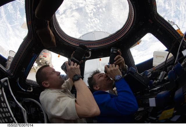 NASA image: Kondratyev and Nespoli Take Earth Views in the Cupola