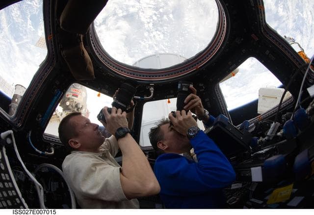 NASA image: Kondratyev and Nespoli Take Earth Views in the Cupola