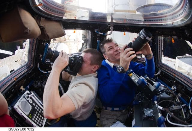 NASA image: Kondratyev and Nespoli Take Earth Views in the Cupola