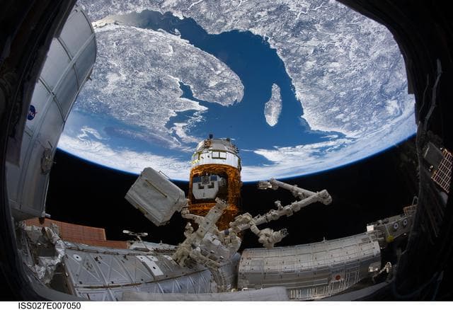 NASA image: View through Cupola Window 3