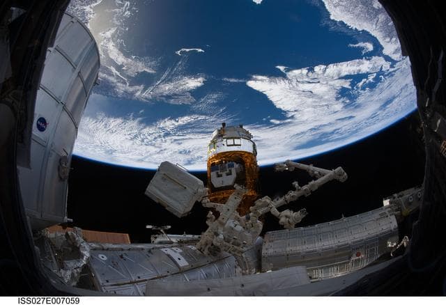 NASA image: View through Cupola Window 3