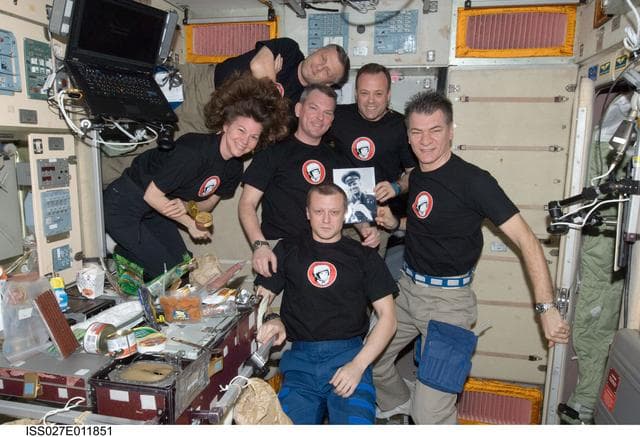 NASA image: Crewmembers Commemorate Yuri's Night in the SM