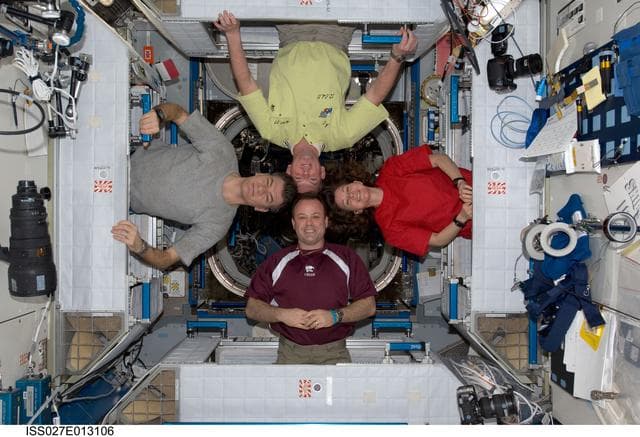 NASA image: Expedition 27 Crewmembers in Node 2 CQ