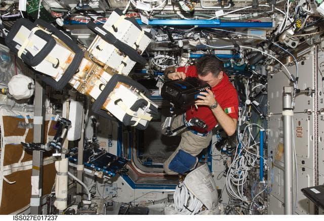 NASA image: Nespoli photographs ALTEA-SHIELD Hardware in the US Laboratory